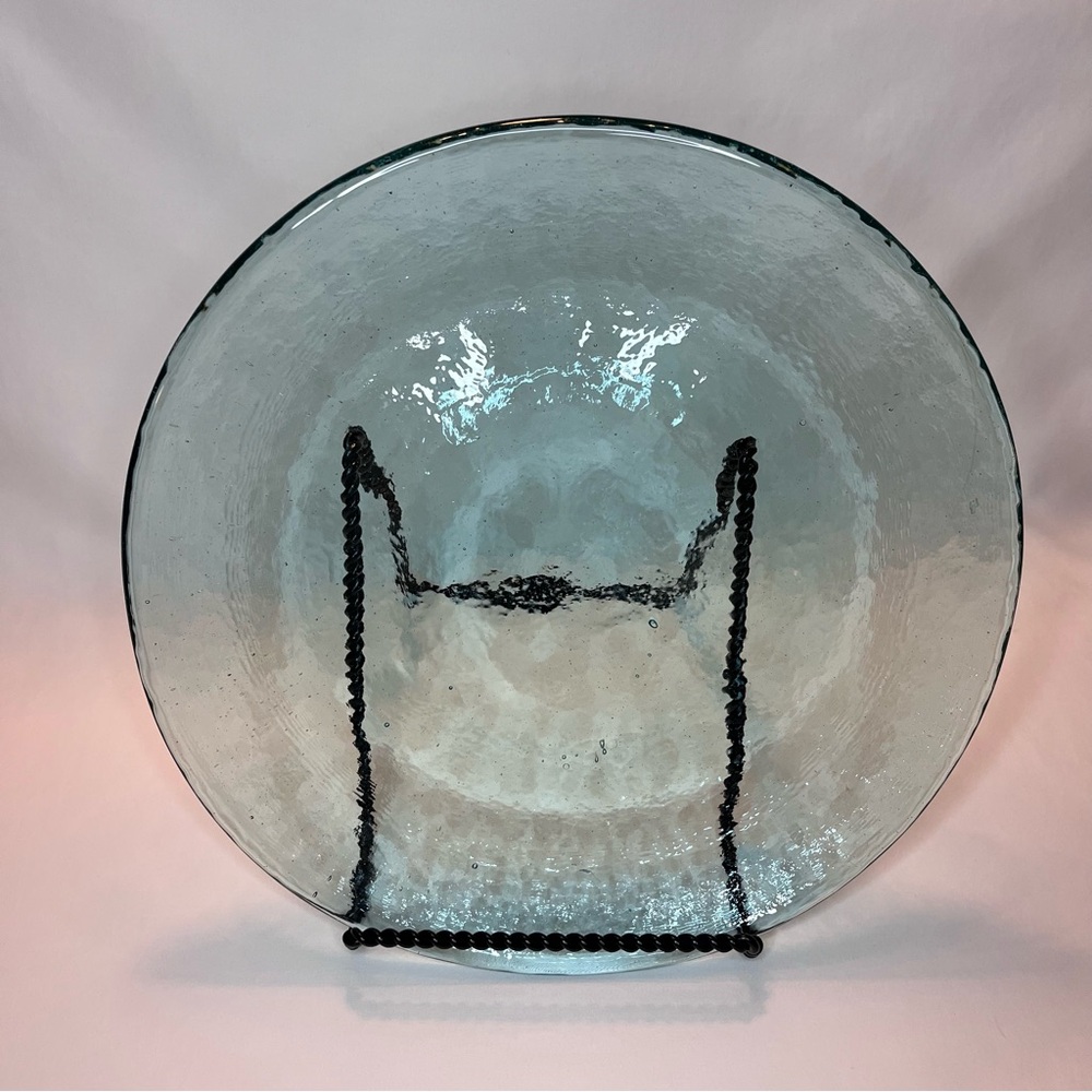 Authentic Fire & Light Recycled Glass Dinner Plate Aqua 11 inches Art